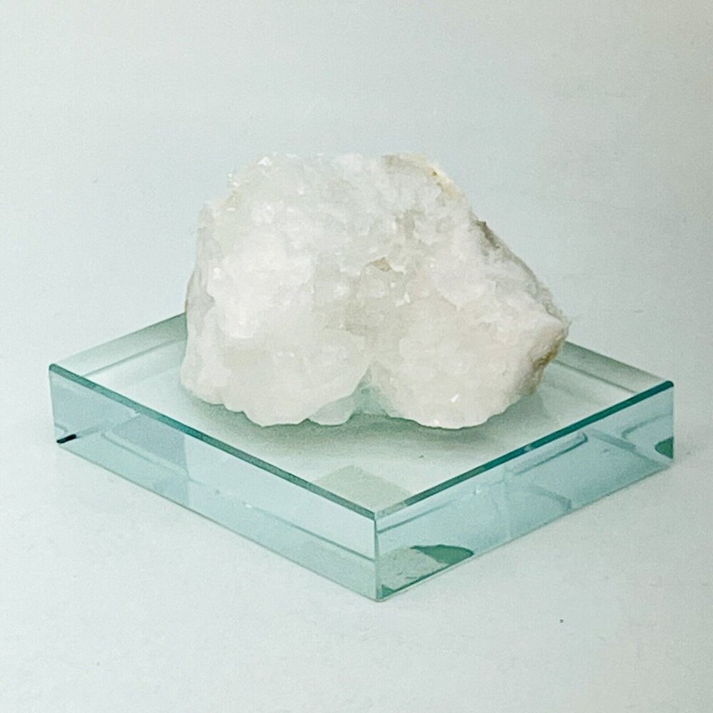 Natural Zeolite Quartz Crystal Geode On Glass Base Display 3.5"x2.5"X1.5" - Picture 16 of 16